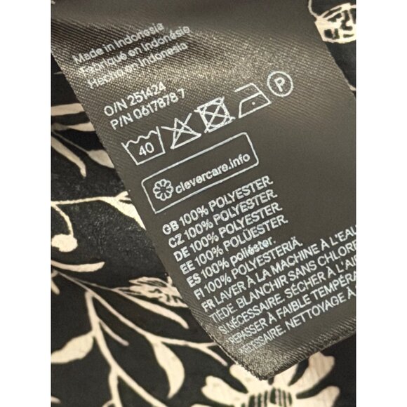 H&M Floral Black White Long Sleeve Blouse Polyester Botanical Print Sz L - Picture 3 of 12